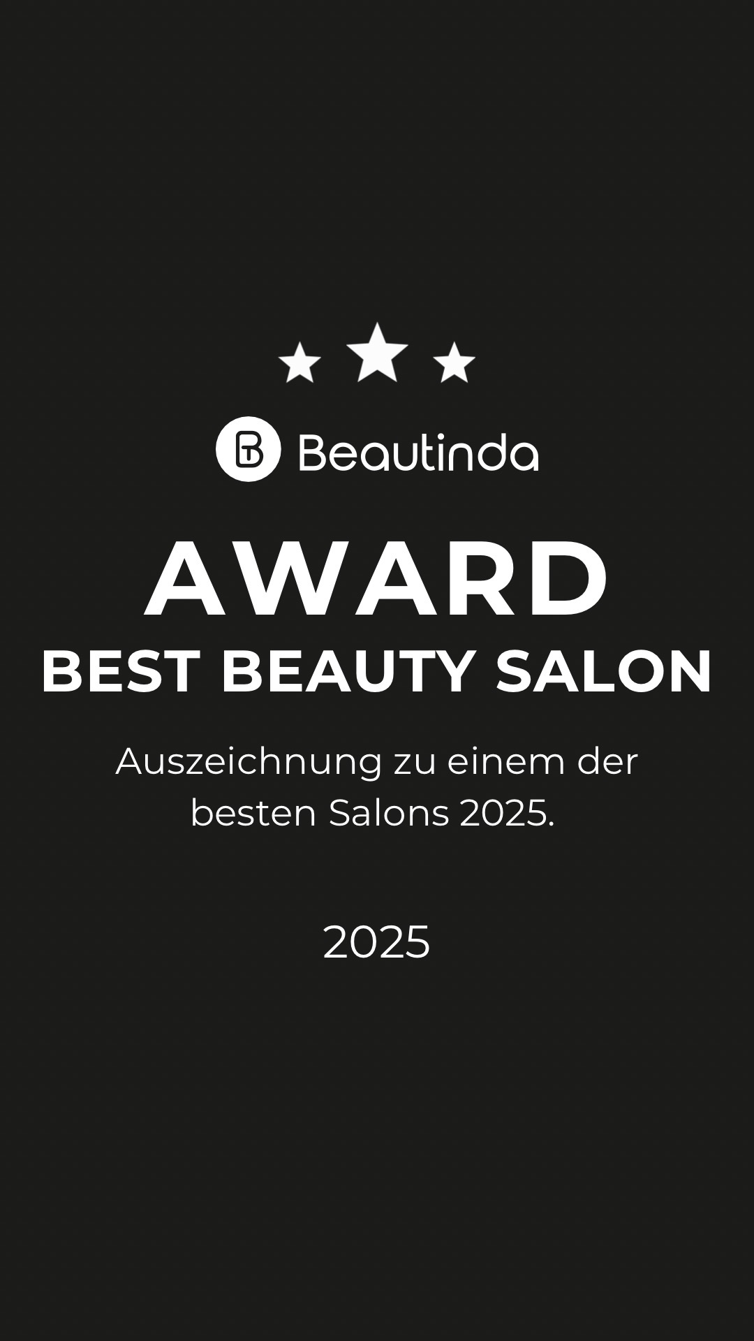 Beautinda Award – Best Beauty Salon 2025 für BROWS. Hamburg